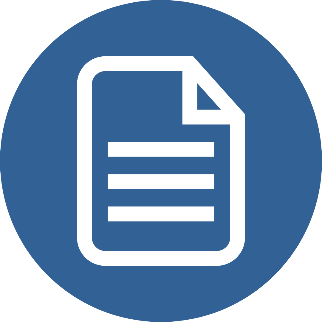 blue circle with icon in centre of a document