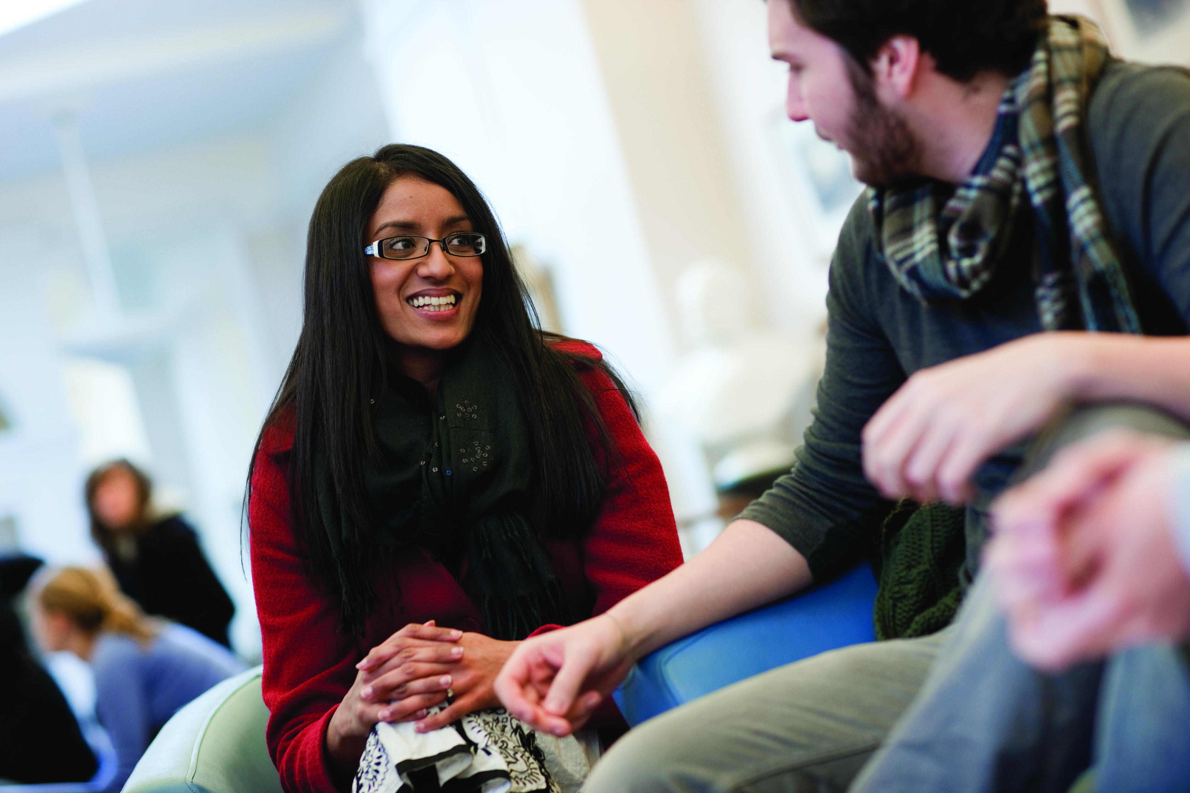 students sat down talking to one another