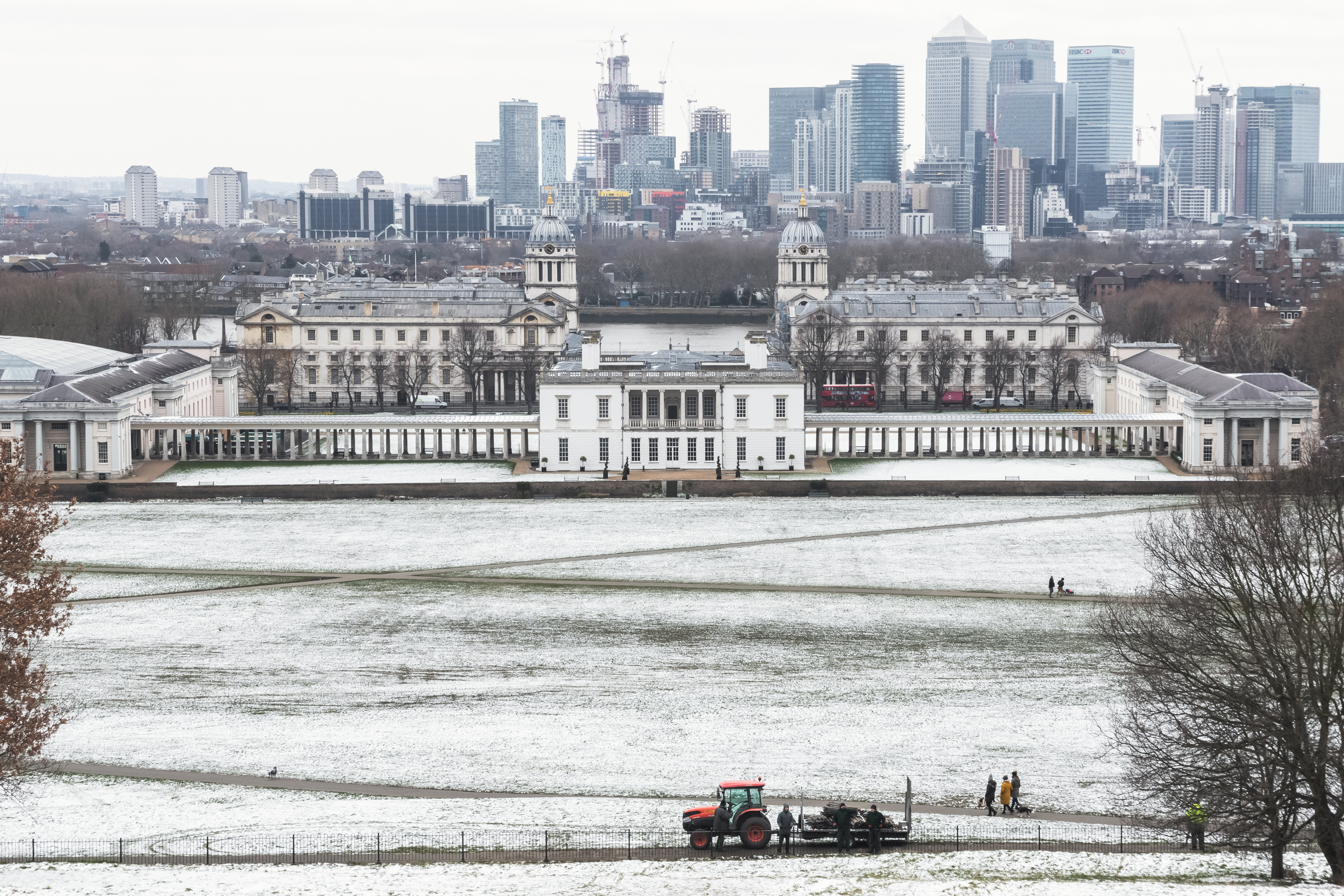 The University of Greenwich in snow