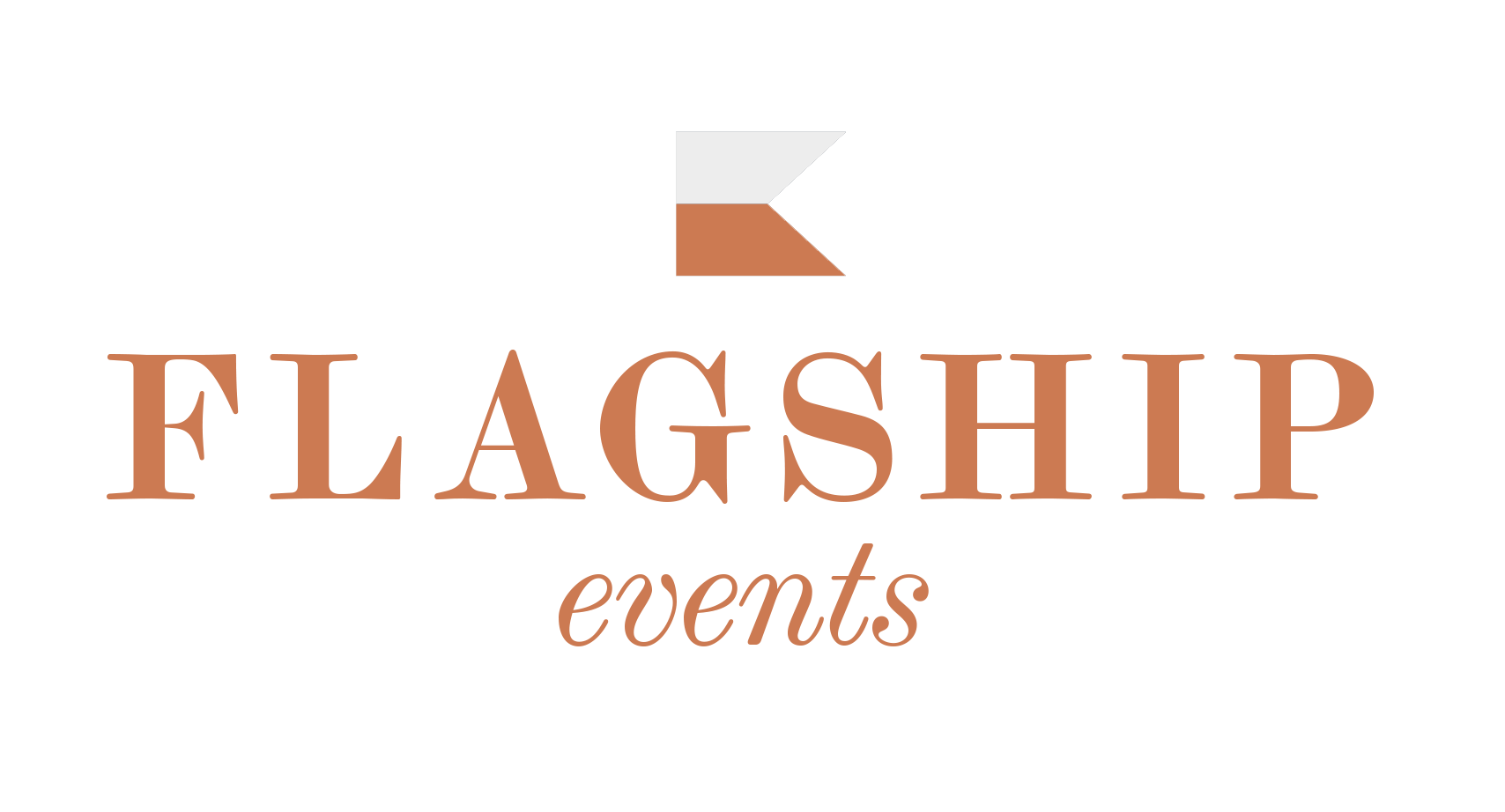 Flagship Events logo - flag in bronze and white with the words Flagship Events underneath