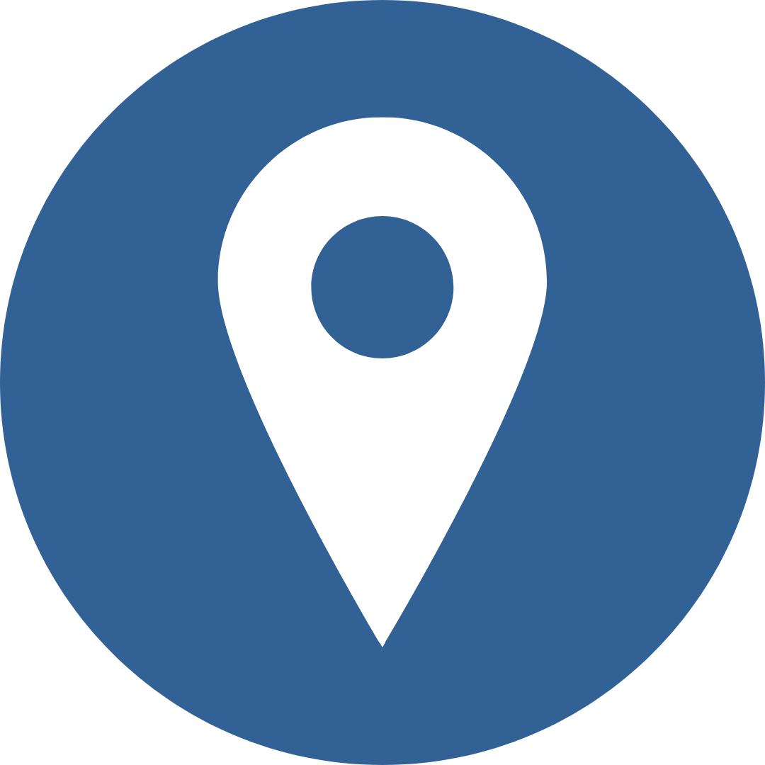blue circle with white icon of graduation cap in centre