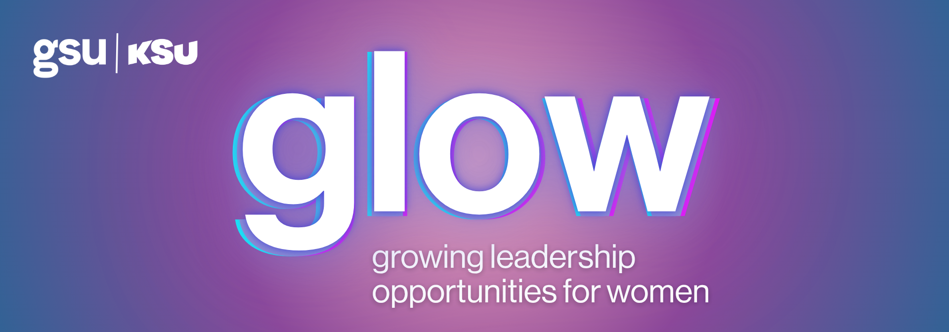web banner with glow logo reading "growing leadership opportunities for women"