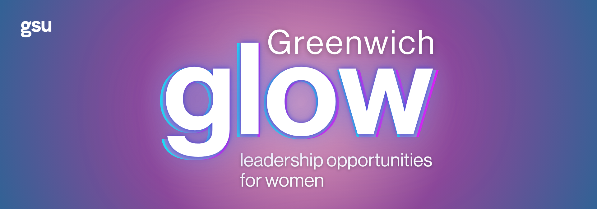 web banner with glow logo reading "leadership opportunities for women"