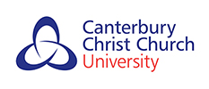 Canterbury Christ Church University in blue and red letters