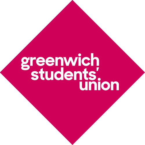 Greenwich Students' Union logo on a colourful background
