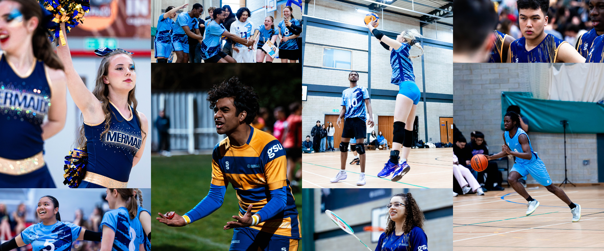 collage of team greenwich and team medway sports teams playing various sports